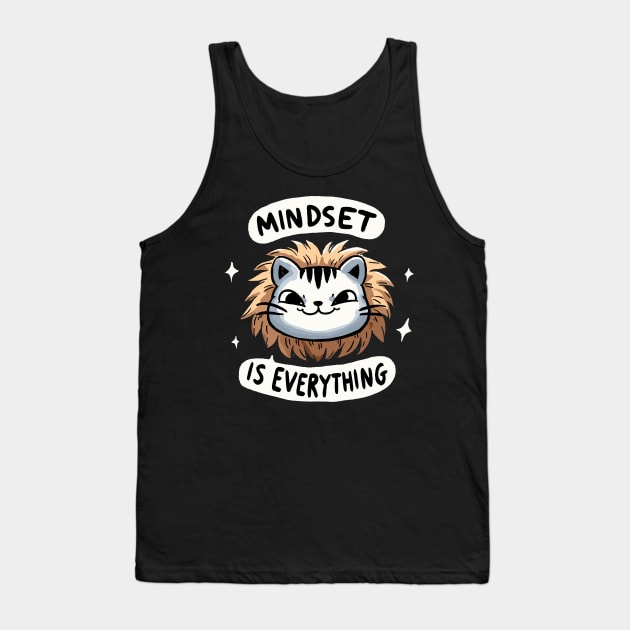 Mindset is everything Lion Cat (Back Print) Tank Top by DoodleDashDesigns